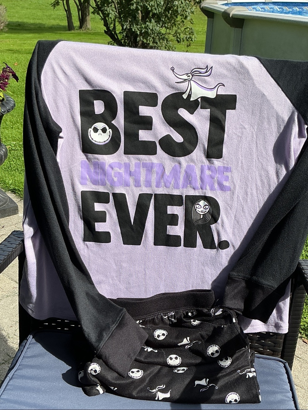 Disney Lavender & Black 'Best Nightmare Ever' Long Sleeve Tee with bottoms pjs